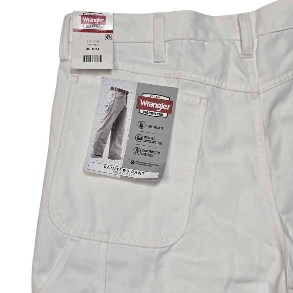 Wrangler Workwear Painter Pants Relaxed Fit White 36x34 NWT Mens Cotton